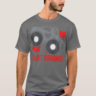 Kids Heart Monster Truck Crusher Valentines Day Cu T-Shirt
