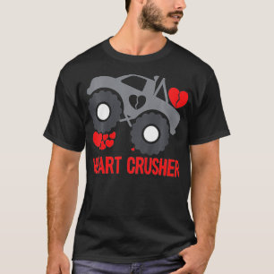 Kids Heart Monster Truck Crusher Valentines Day Cu T-Shirt