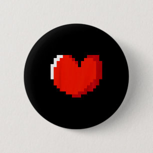 Kids Heart Pixel Art Valentines Day Love Gaming Vi Button