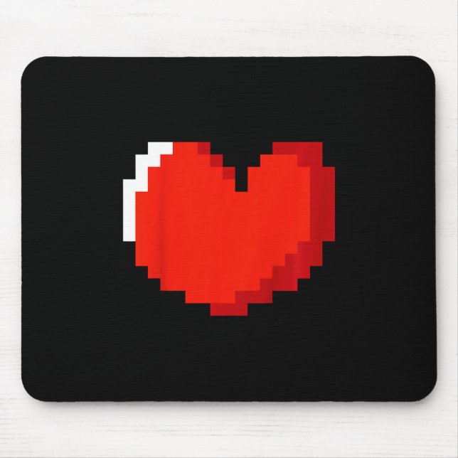 Kids Heart Pixel Art Valentines Day Love Gaming Vi Mouse Pad (Front)