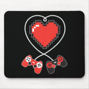 Kids Heart Pixel Art Video-Game Controller Valenti Mouse Pad