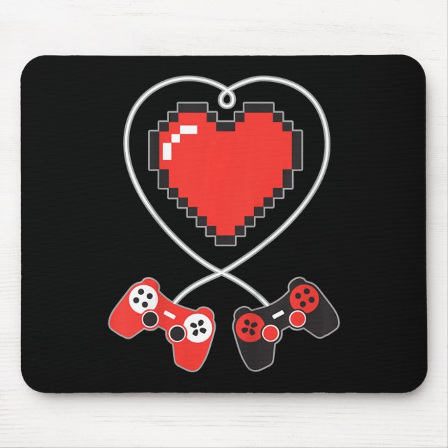 Kids Heart Pixel Art Video-Game Controller Valenti Mouse Pad (Front)