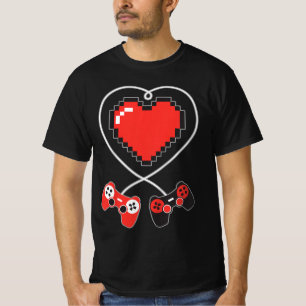 Kids Heart Pixel Art Video-Game Controller Valenti T-Shirt