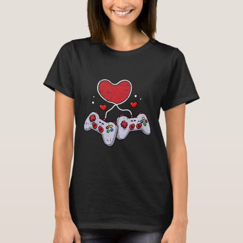 Kids Heart Video_Game Controller Valentines Day Co T_Shirt