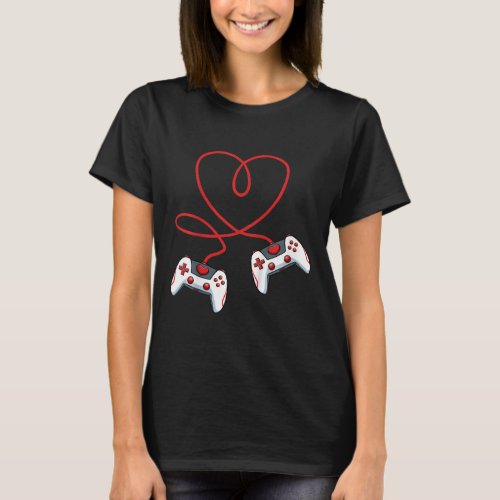 Kids Heart Video_Game Controller Valentines Day Co T_Shirt