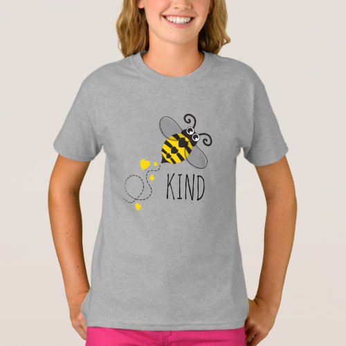 Kids hearts bee kind yellow black or custom name T_Shirt