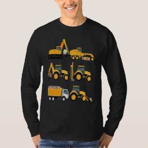 Kids Heavy Equipment Egg Hunting Easter Day Cool B T-Shirt
