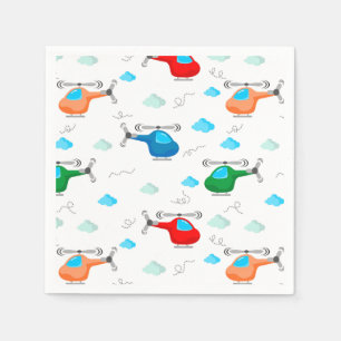 Kids Helicopter Paper Napkins, Aviation Birthday Napkins
