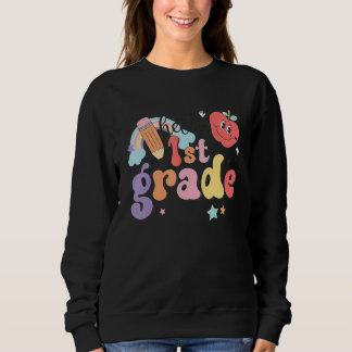 Kids Hello 1st Grade Retro Cute Teacher Toddler Gi Sweatshirt