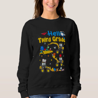 Kids Hello 3rd Grade Construction Truck Kids Back Sweatshirt