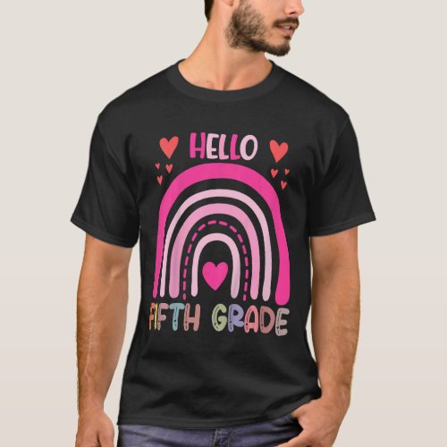Kids Hello 5th Grade Rainbow Teachers Kids Back To T_Shirt