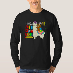 Kids Hello 6th Grade Sloth Riding Llama Back To Sc T-Shirt