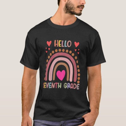 Kids Hello 7th Grade Rainbow Teachers Kids Back To T_Shirt