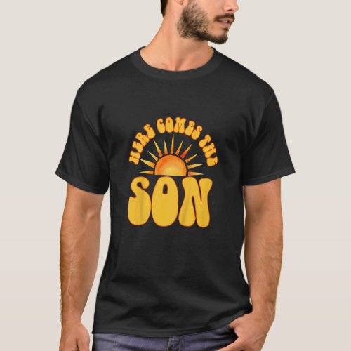 Kids Here Comes The Son Baby Shower Pregnancy Anno T_Shirt