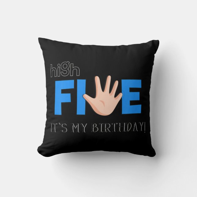 Kids High Five - Cool 5 Year Old Kids Birthday Gif Throw Pillow (Front)