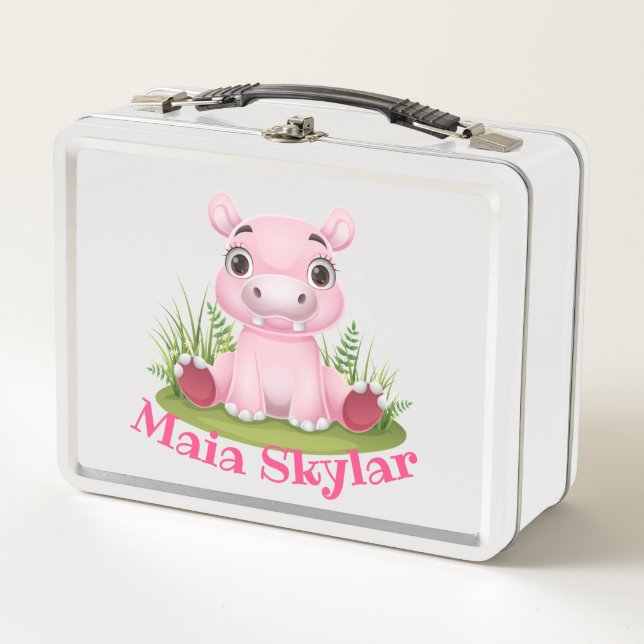 Kids Hippo Customized Lunchbox (Front)