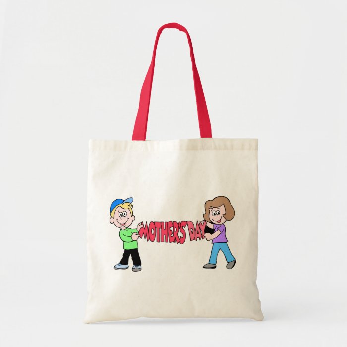 Kids holding Mothers Day Banner Bags