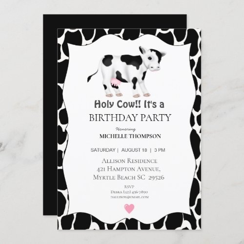 Kids Holy Cow Birthday Party Invitation