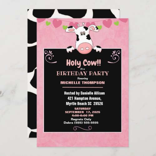 Kids Holy Cow Birthday Party Invitation