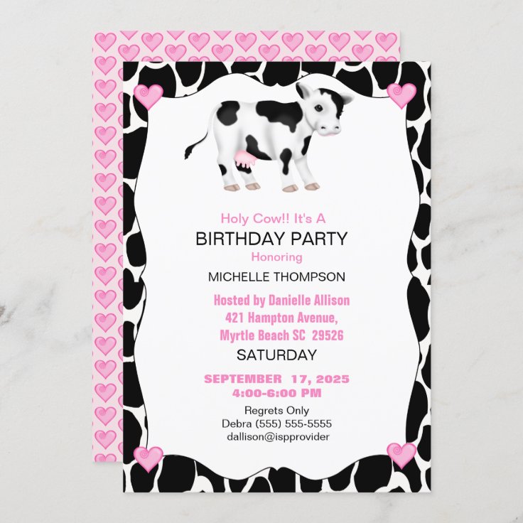 Kids Holy Cow Birthday Party Invitation Zazzle
