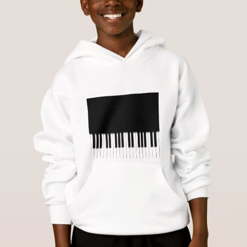 Kids Hooded Sweatshirt Piano Keyboard black white