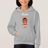 Kids Hoodie Thanksgiving Cute Girl Harvest Grey 