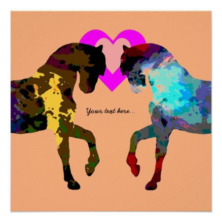 Kids Horse And Hearts Poster