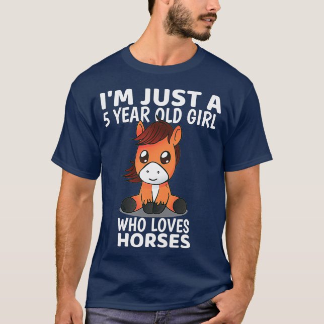 Kids Horse Girls Im Just A 5 Year Old Girl Gifts T-Shirt (Front)