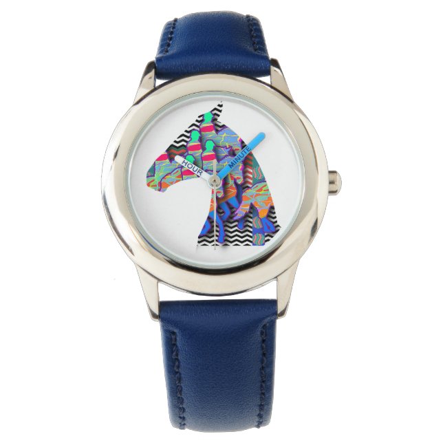 Kids Horse Head With Riders Wrist Watch (Front)