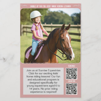 Kids' Horse Riding Lesson Flyer with QR Codes