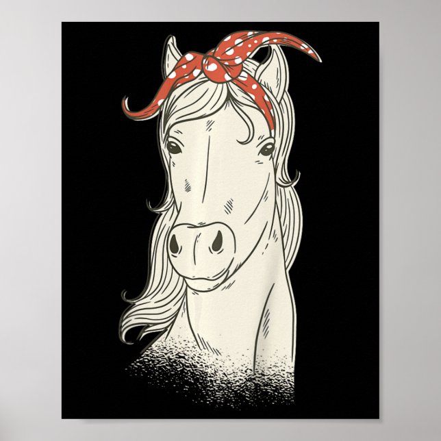 Kids Horse With Bandana - Cute Horseback Riding Ho Poster (Front)