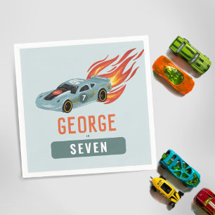 Kids Hot Blue Racing Car Boys Birthday Napkins