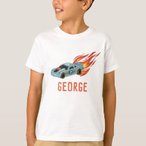 Kids Hot Blue Racing Car  T-Shirt