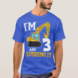 Kids hree 3yr 3th Birthday Digger Boy Construction T-Shirt