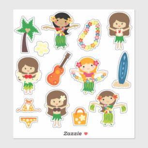 Kids Hula Girls Sticker