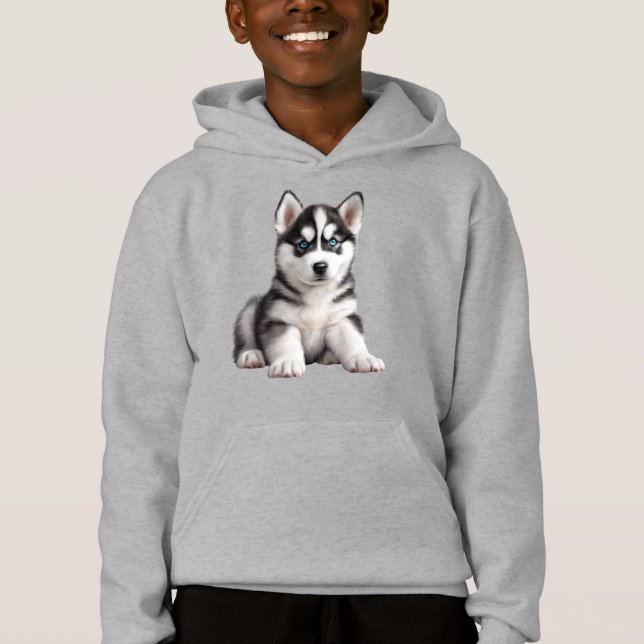 Kid's Husky Puppy Hoodie (Front)