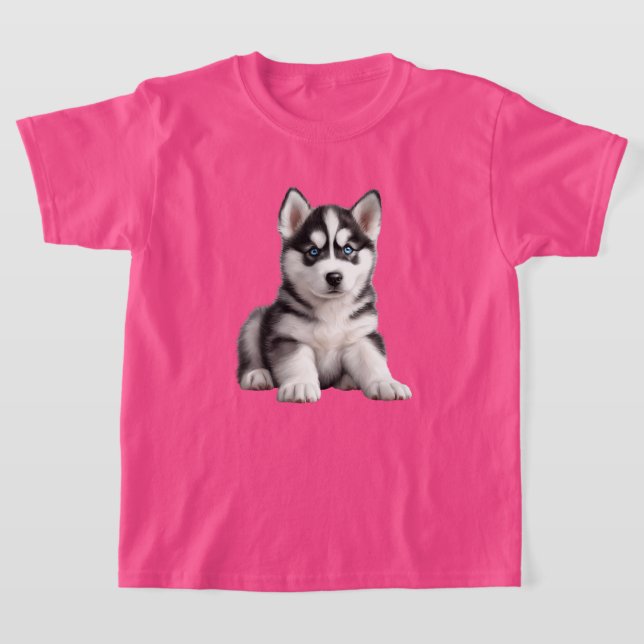 Kid's Husky Puppy T-Shirt (Laydown)