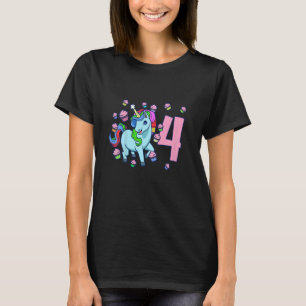 Kids I am 4 with unicorn girl birthday 4 years ol T-Shirt