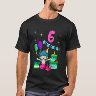 Kids I am 6 with mermaid  girl birthday 6 years ol T-Shirt