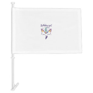 Kids I am already 7 years unicorn birthday girl T- Car Flag