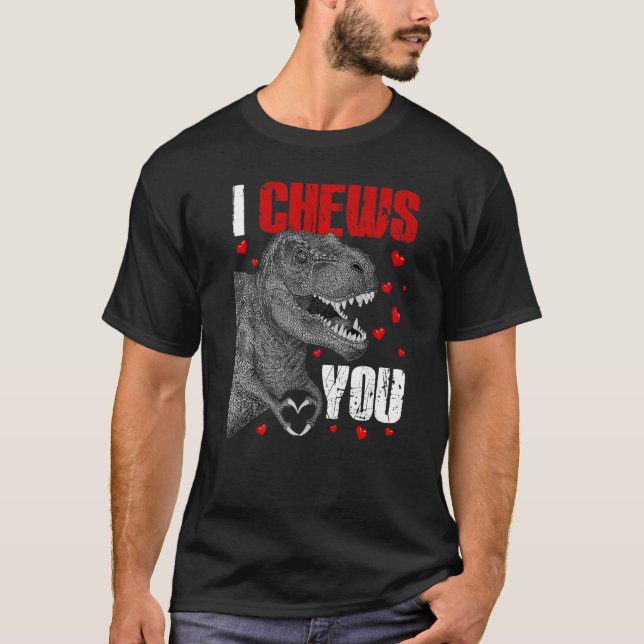 Kids I Chews You Dinosaur rex Valentines Day Toddl T-Shirt (Front)