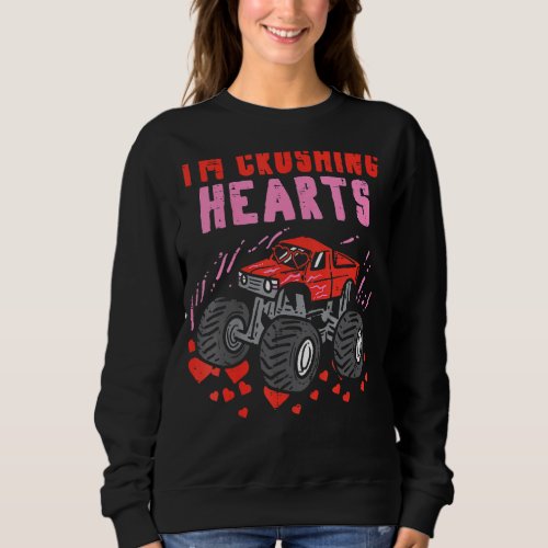 Kids I Crush Hearts Monster Truck Toddler Boys Val Sweatshirt