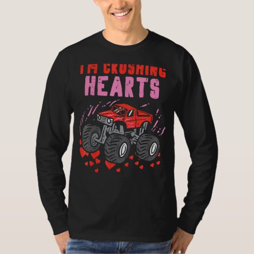 Kids I Crush Hearts Monster Truck Toddler Boys Val T_Shirt