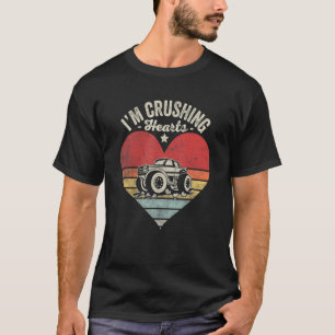 Kids I Crush Hearts Monster Truck  Valentineu2019s T-Shirt