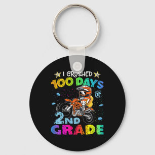Kids I Crushed 100 Days Of 2nd Grade Dirt Bike Byc Keychain