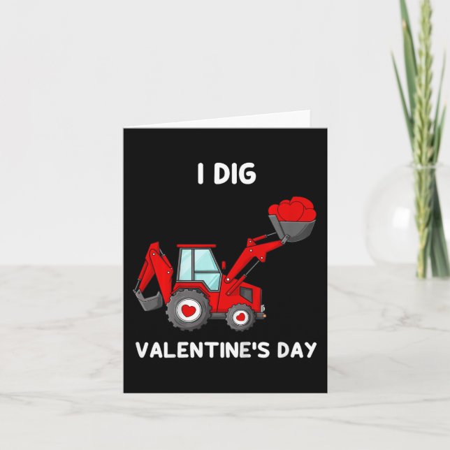Kids I Dig Valentines Day Hearts Tractor Fun Toddl Card (Front)