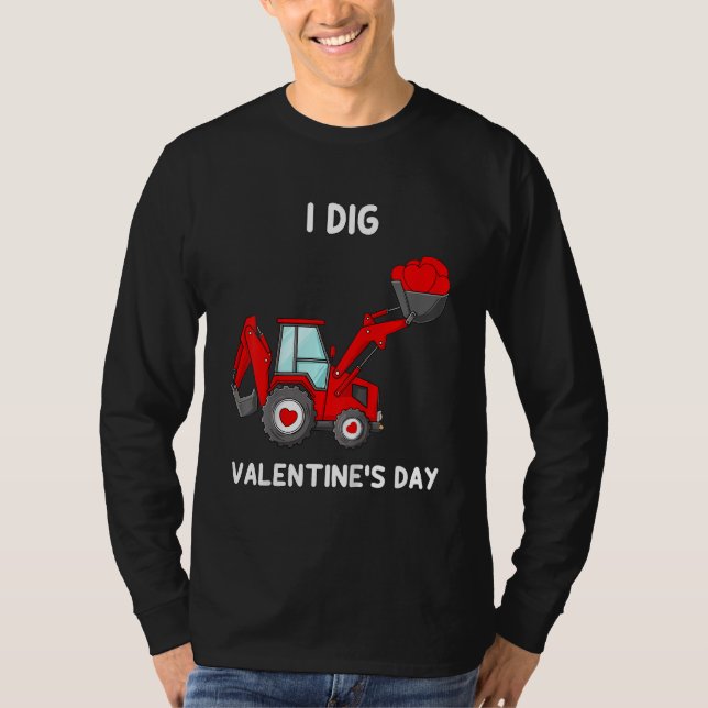 Kids I Dig Valentines Day Hearts Tractor Funny Tod T-Shirt (Front)