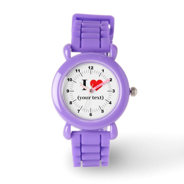 Kid's I Heart Red Glitter Strap Watch (Front)