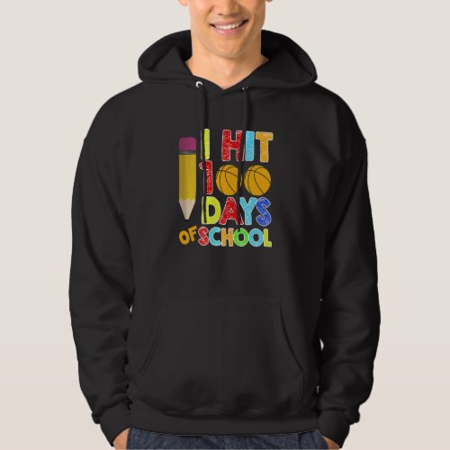 Kids I Hit 100 Days Of School Basketball 100th Day Hoodie