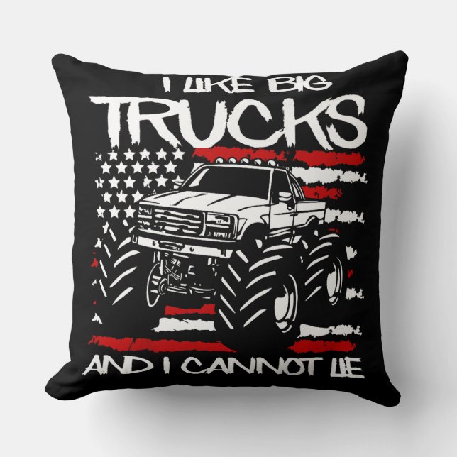 Kids I like big trucks Throw Pillow (Front)